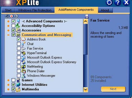 Supprimer les composants de Windows avec XPLite