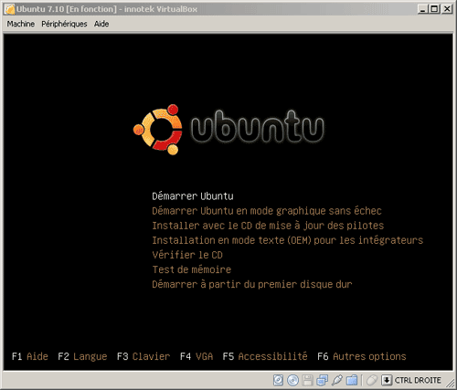 Démarrage d'Ubuntu