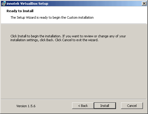 Installation VirtualBox