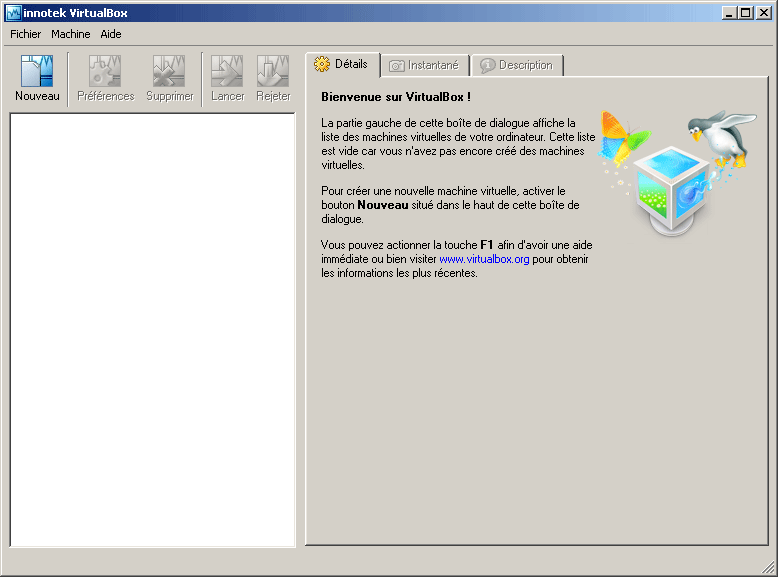 Interface de VirtualBox