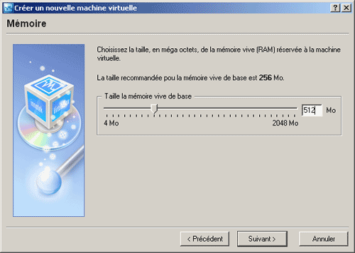 Quantité de mémoire pour la machine virtuelle