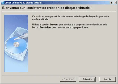 Assistant de création de disque virtuel