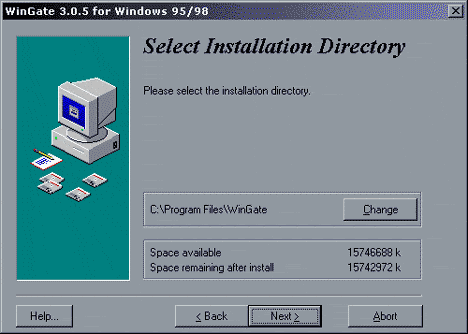 Choix du répertoire d'installation de Wingate