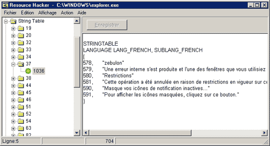Explorer.exe dans Resource Hacker