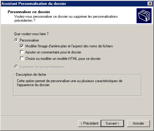 L'assistant de personnalisation du dossier