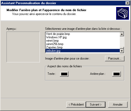 Choix de l'image de fond du répertoire