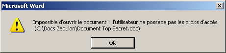 Accès interdit au fichier crypté
