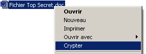 Cryptage d'un fichier par le menu contextuel