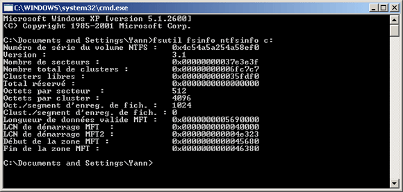 fsutil fsinfo ntfsinfo c:
