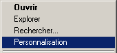 Personnalisation des fenêtres dans le menu contextuel