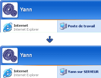 Résultat de l’affichage du nom d’utilisateur et de machine dans le menu démarrer