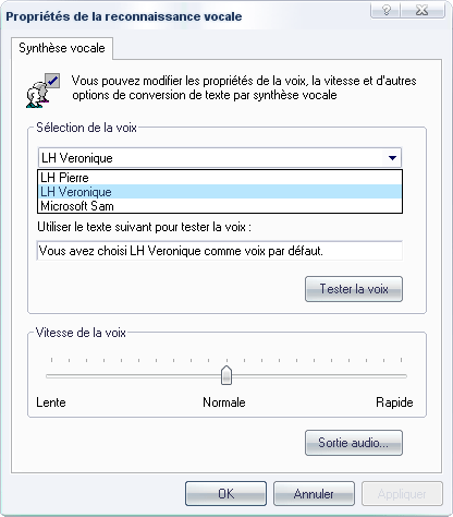 Propriétés de la reconnaissance vocale