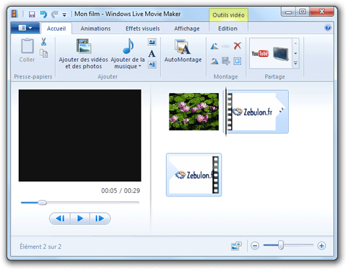 Accès lecteur partagé dans Movie Maker
