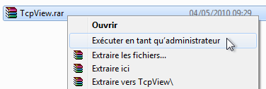 Exécuter en tant qu'administrateur dans le menu contextuel
