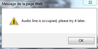 Audio line is occupied, please try it later