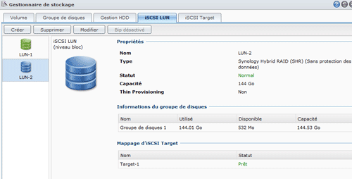 iscsi lun bloc et fichiers courants