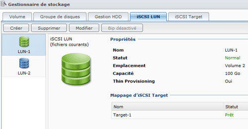 iscsi lun fichiers courants