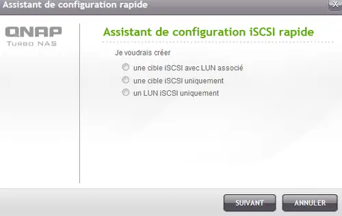 Assistant de configuration iSCSI