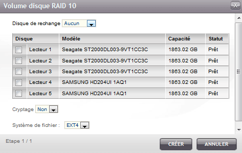 Création disque RAID