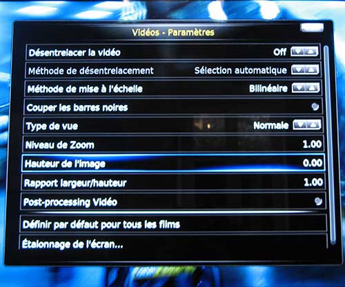 Paramètres XBMC