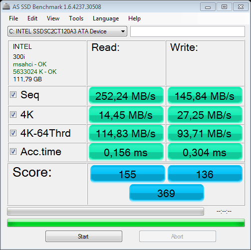 AS SSD Bench INTEL SSDSC2CT12