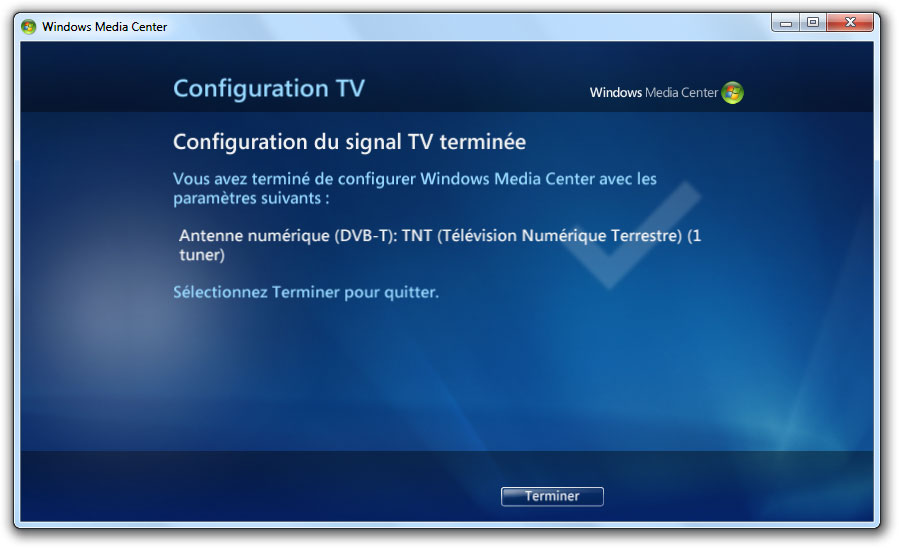 Configuration du signal TV terminée