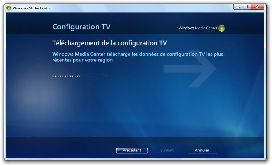 Téléchargement de la configuration TV