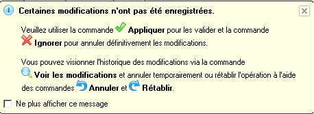 Validation des modifications