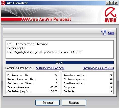 Recherche Antivir terminée