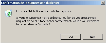 Faux fichier système AdobeR.exe
