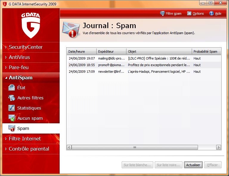 L'anti-spam de G DATA