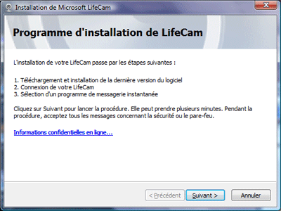 Installation de la LifeCam Cinema HD