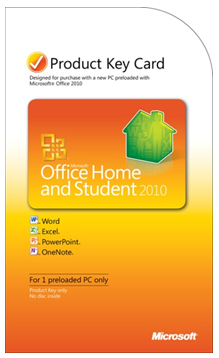 Carte d'activation pour Office 2010