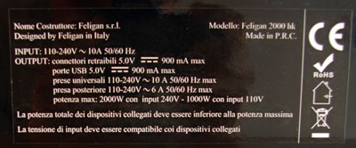 Caractéristiques au dos du PowerBrick