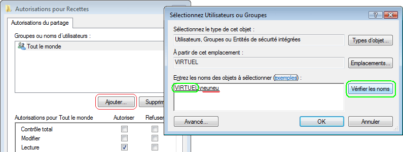 Vérification du nom d'utilisateur