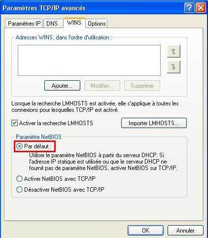 Paramètre NetBIOS