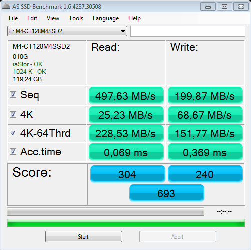 Bench M4 avec contrôleur Intel Z77 Express