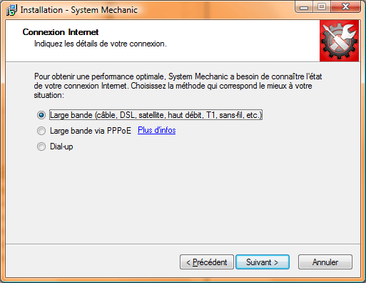 Installation : type de connexion à Internet