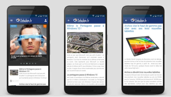 Application Zebulon sous Android