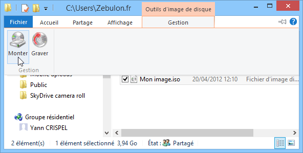comment monter image iso windows 8