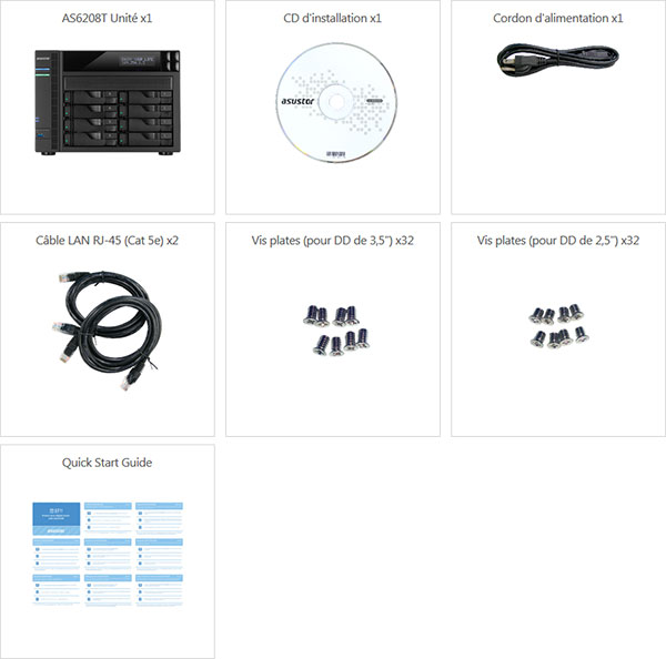 Les accessoires du NAS AS6208T