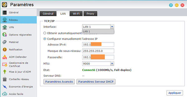 Configuration réseau AS3204T