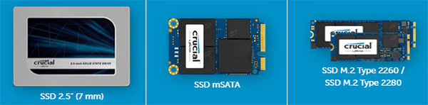 Modèles et interfaces du Crucial MX200 SSD