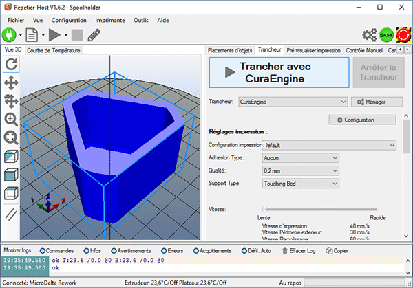 Repetier pour MicroDelta Rework