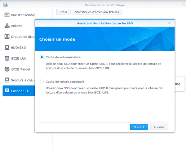 création cache SSD