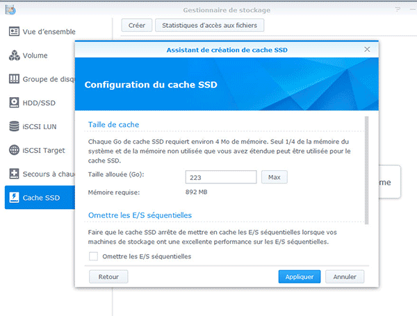 Configuration du cache SSD