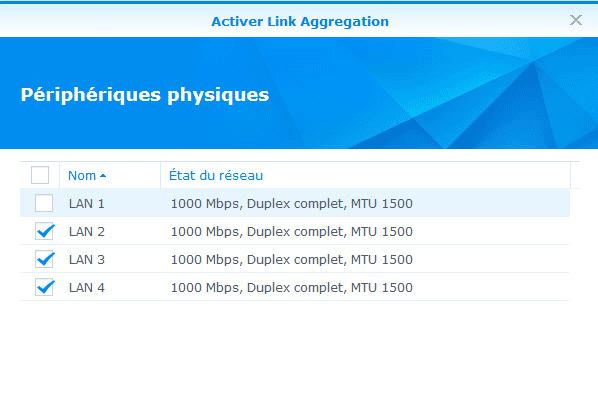 Périphériques physiques pour agrégation de lien