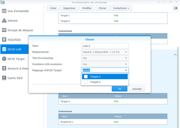 Gestion iSCSI sous DSM 4.0 et DSM4.1