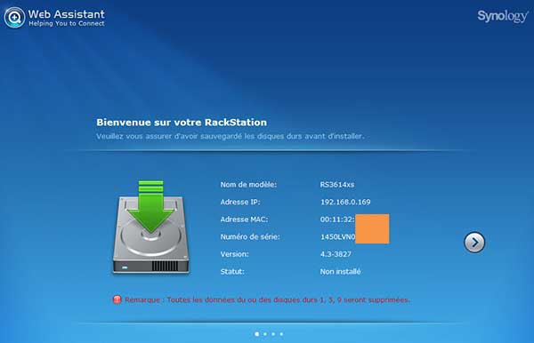 DSM : écran avant installation