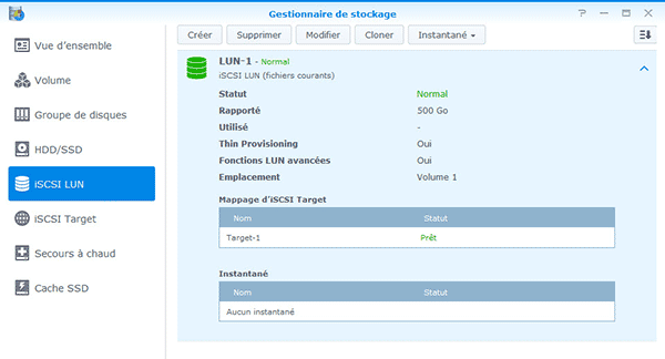 Bilan iSCSI LUN